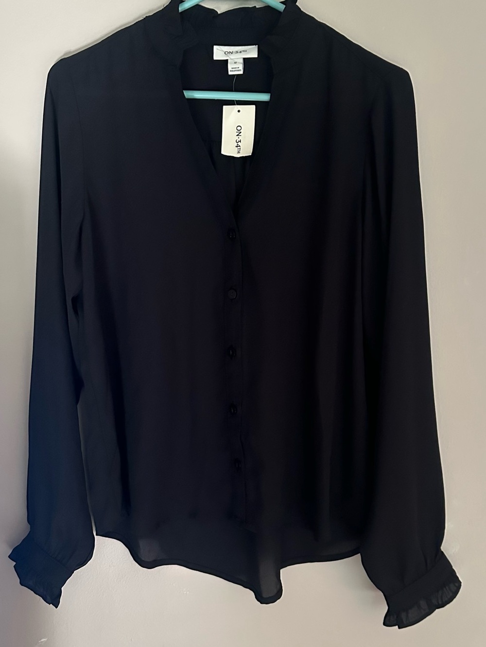 ON 34th, BLACK Long-Sleeve Button-Front Blouse